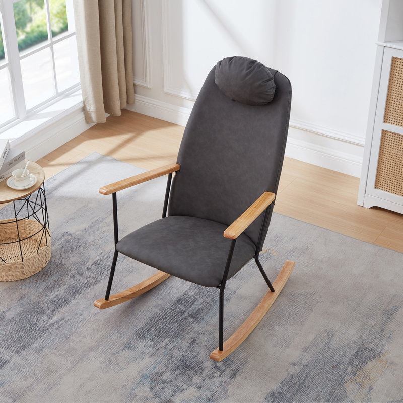 Chaise d'appoint moderne à bascule confortable pour chambre de bébé, chambre à coucher et salon, Gris foncé