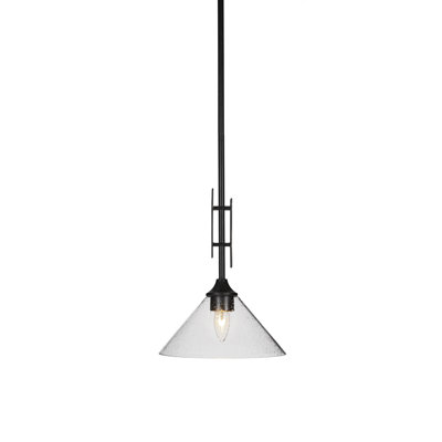 Uptowne Stem Hung Mini Pendant Shown In Dark Granite Finish With 10" Clear Bubble Glass