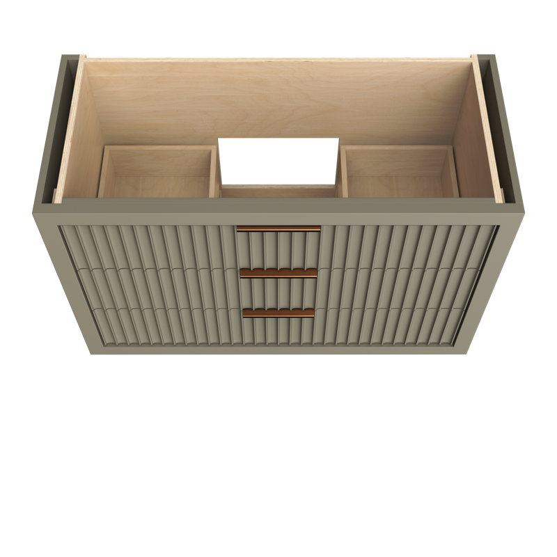 Lecrieú Three-Drawer Single Bath Vanity, French Olive, 48", Champagne Bronze