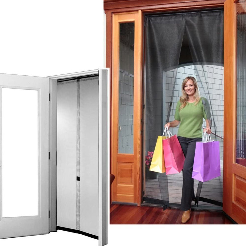 Sealing Magnetic Screen Door with Mesh Curtain, 80" H x 36" W x 2" D