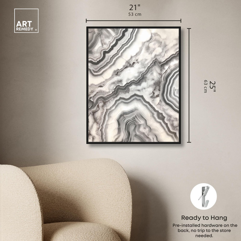 «Silvered Sediment Canvas Geode Art Prints» par Art Remedy, Cadre flottant noir, H 25 po x l 21 po