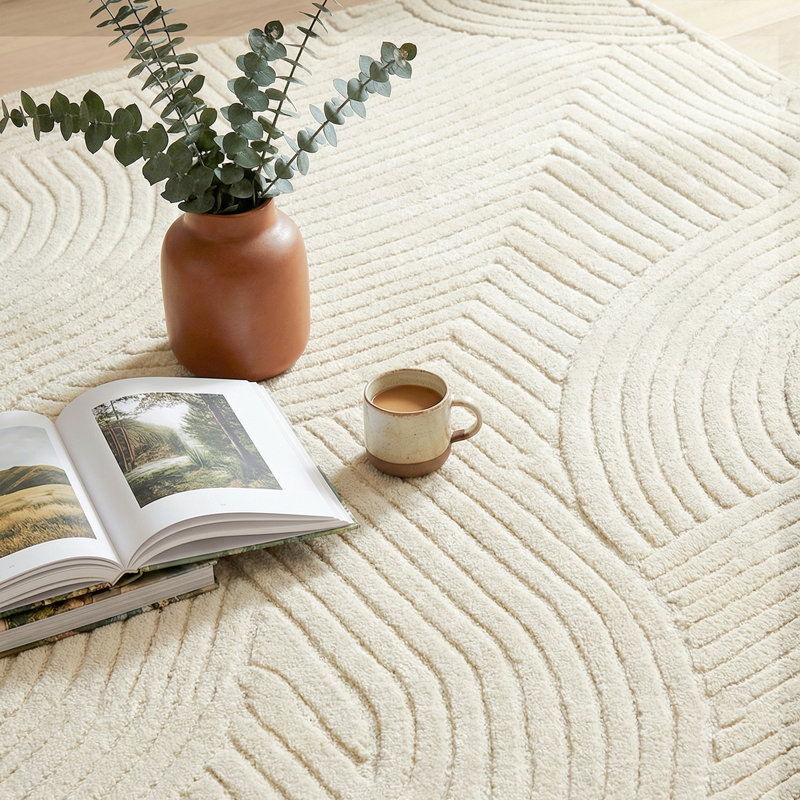 Solid Colour Jacquard Area Rug, Square 200 cm