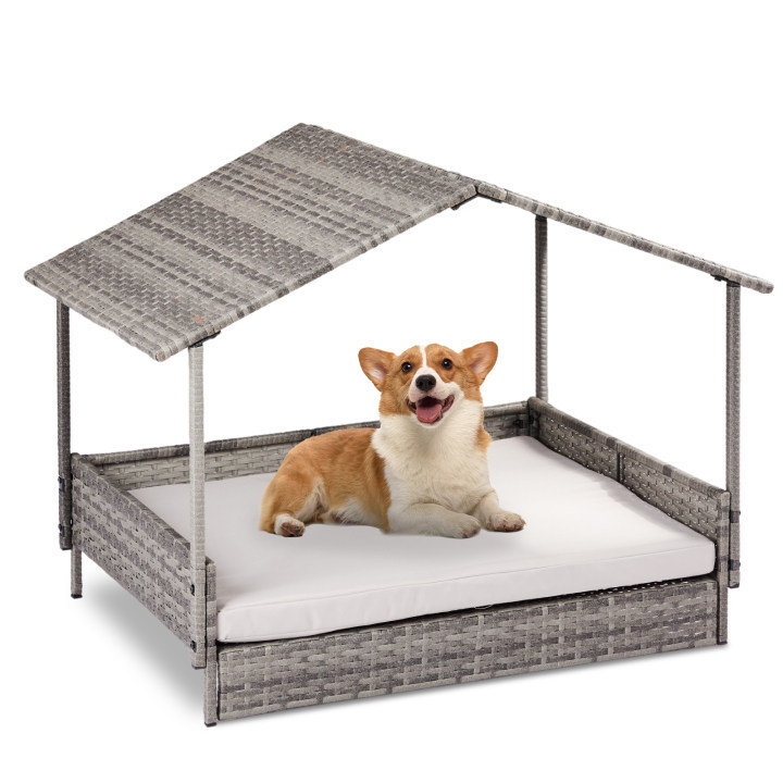 Niche pour chien en osier Gladwyn, Gris