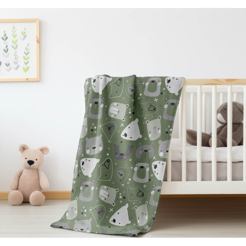 Bear Face, Light Green, 50" W x 60" L