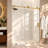 Serienty 56-60"W x 76'' H Single Sliding Frameless Shower Door with 3/8" (10mm) Clear Glass in Brushed Bronze-136279028-136430111