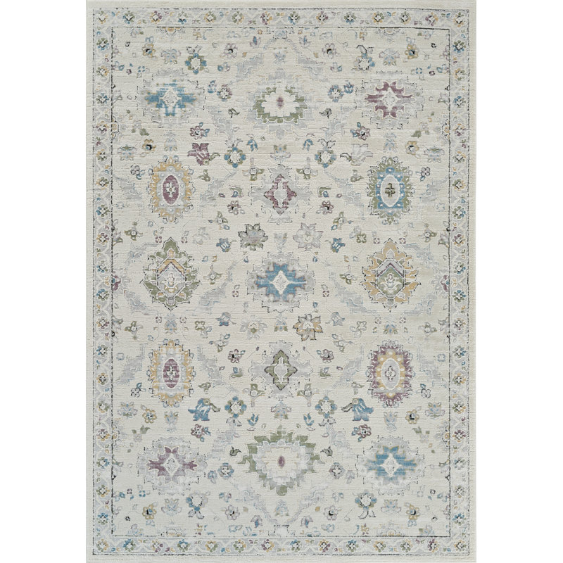 Rug Branch Darya 4' x 6' (3'11" x 5'7") Beige/Cream Oriental Indoor Area Rug, Contemporary, Medium Pile, Stain-Resistant Carpet - Living Room, Bedroom, Dining Room, and Kitchen
