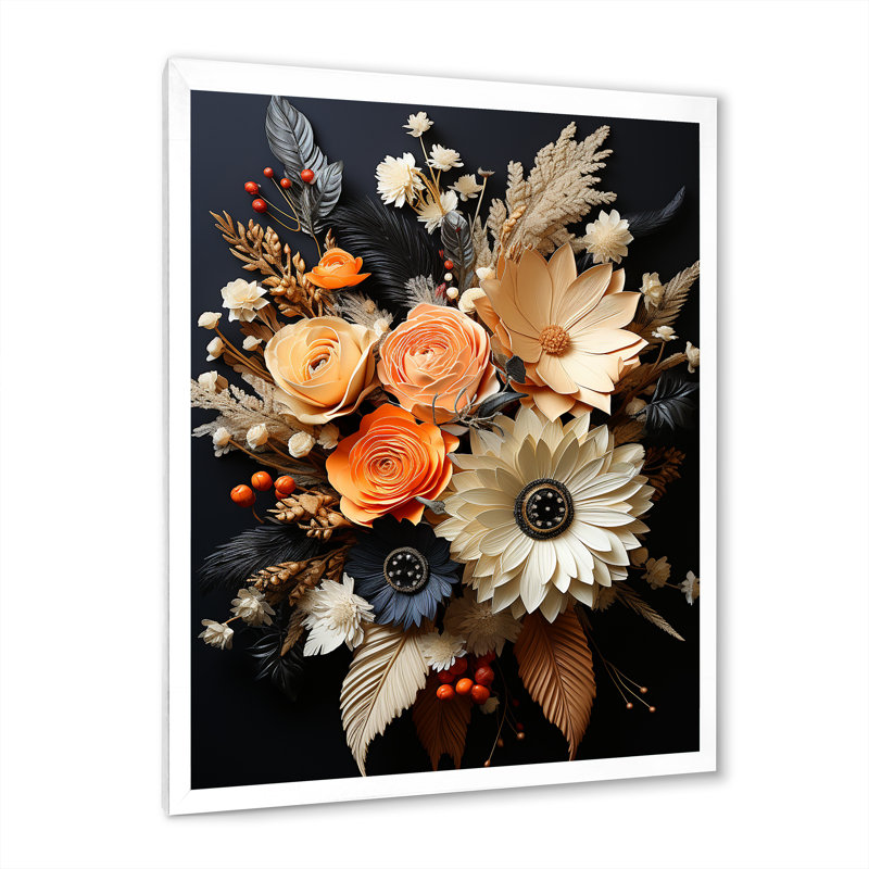 «Tyaire Bohemian Art Bohemian Bouquet I», reproduction sur toile, H 20 po x l 12 po x P 1 po, Cadre photo blanc