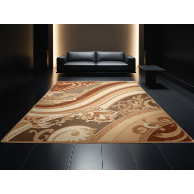 Tapis oriental brun doux et moelleux en beige