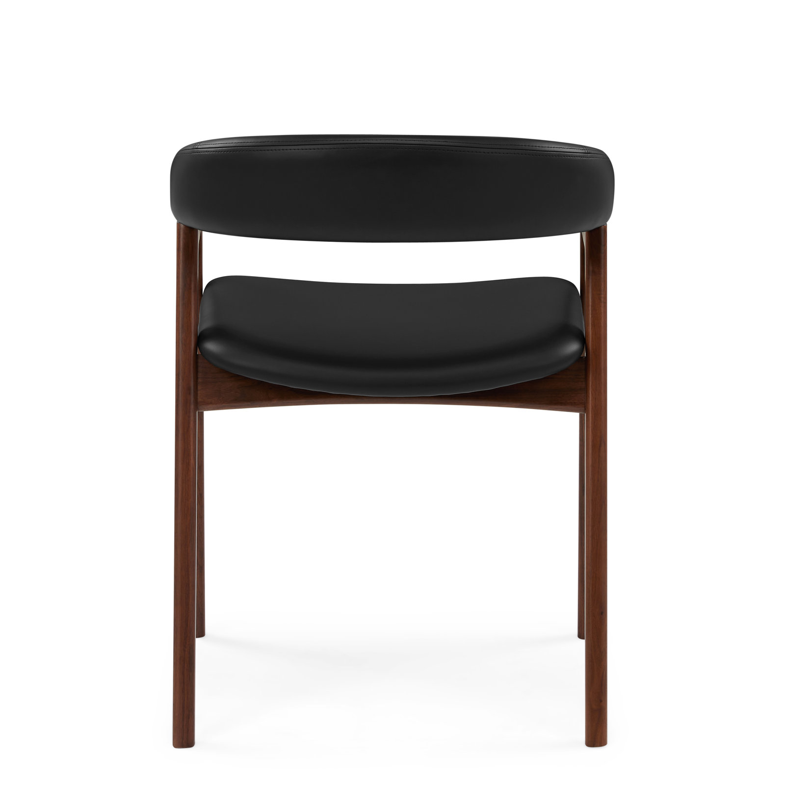 Mads 19.2'' H Genuine Leather Upholstered Armchair, Black, Walnut