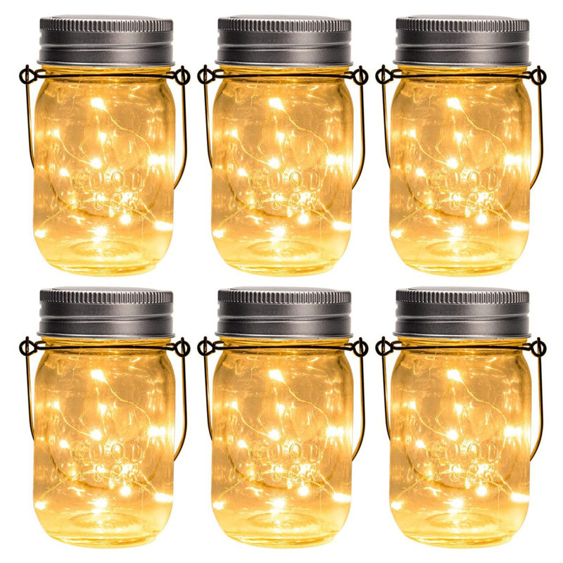 5.3'' Solar Powered LED Mason Jar Lanterns, Set of 6