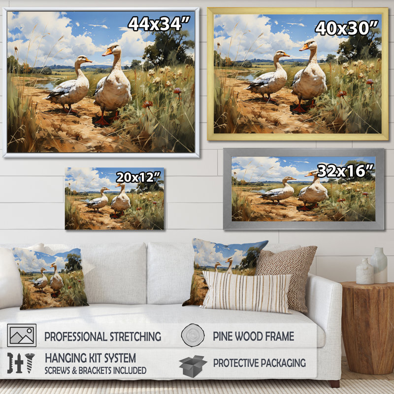 Puckies Duck Friends North, H 24 po x l 32 po x P 1 po, Cadre photo argenté