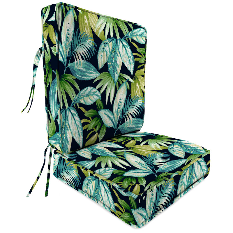 22" x 45" Outdoor Deep Seat Chair Cushion Set with Ties and Welt, Blue Checkered
