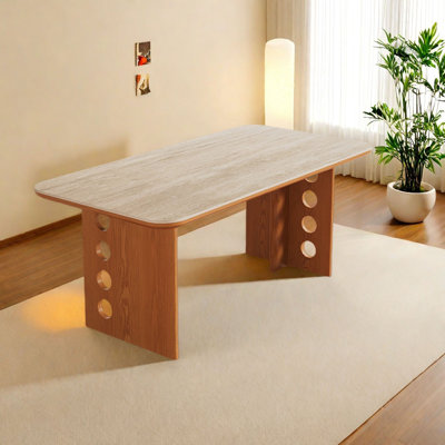 Cream-Style Porcelain Slab Dining Table