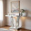 Console à miroir argenté avec pieds incurvés et pierres imitant le cristal