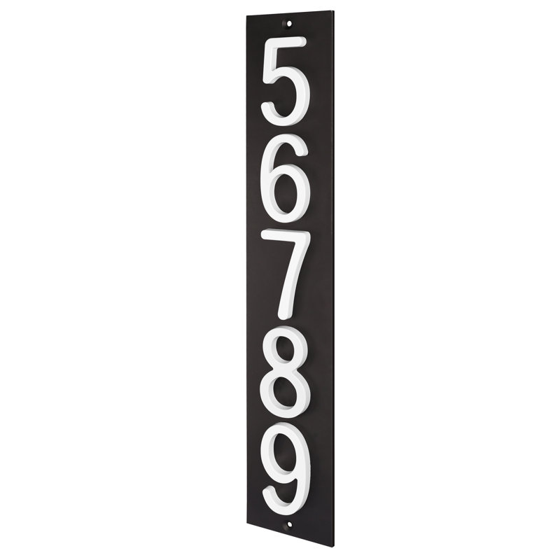 Plaque d'adresse verticale en aluminium Royal Shade, Noir, Blanc, Oui