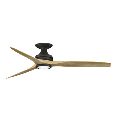 Spitfire 60 inch Flush Indoor/Outdoor Ceiling Fan with LED Light Kit - Dark Bronze with Natural blades