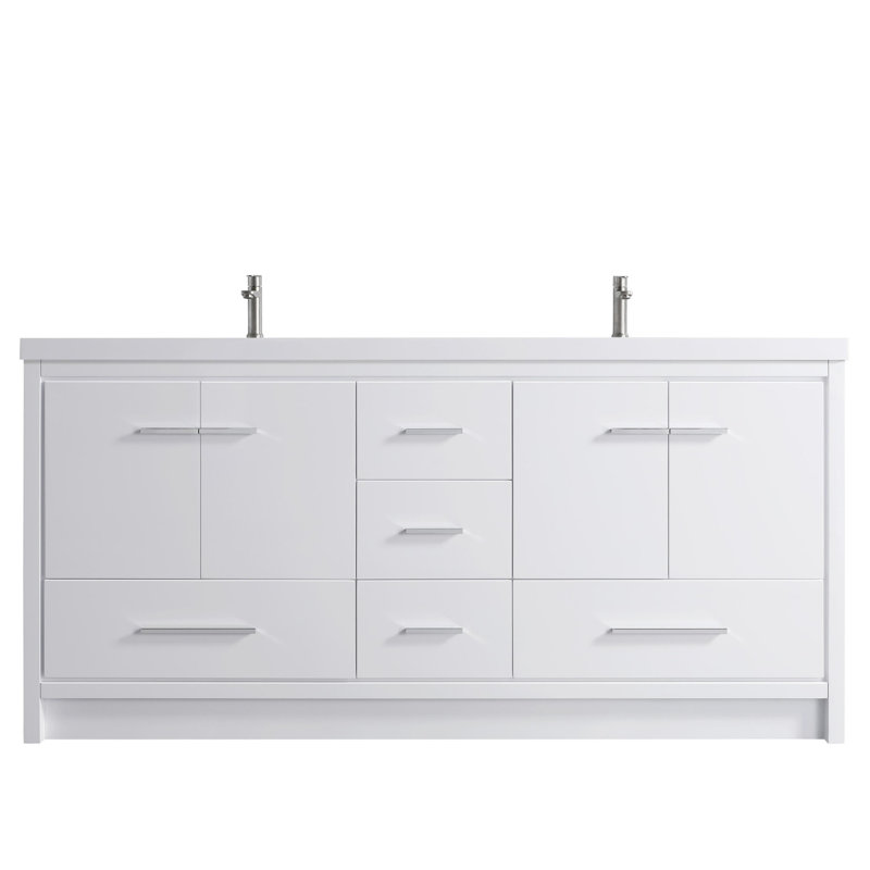 Capot - 2 po X P 19,70 po P 35,00 po Meuble-lavabo autoportant en bois blanc H avec double lavabo blanc