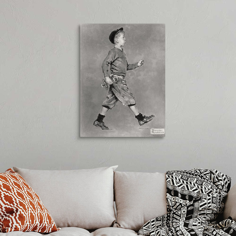 Portrait d'un garçon marchant sur toile, H 32 po x l 24 po x P 1,25 po, Toile tendue