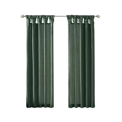 Twist Tab Lined Window Curtain Panel Green 50X95"