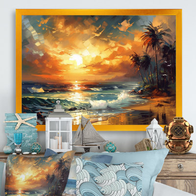Orange et vert Shimmering Shores I - Beach Wall Art Living Room