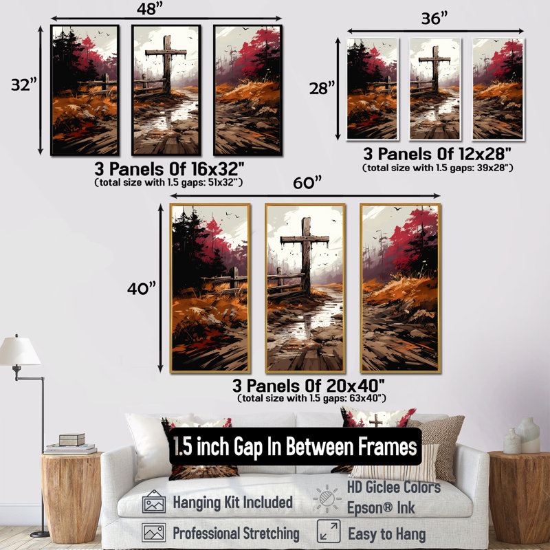 «Christian Serenity», art mural mural, Cadre flottant doré, H 28 po x l 36 po x P 1 po