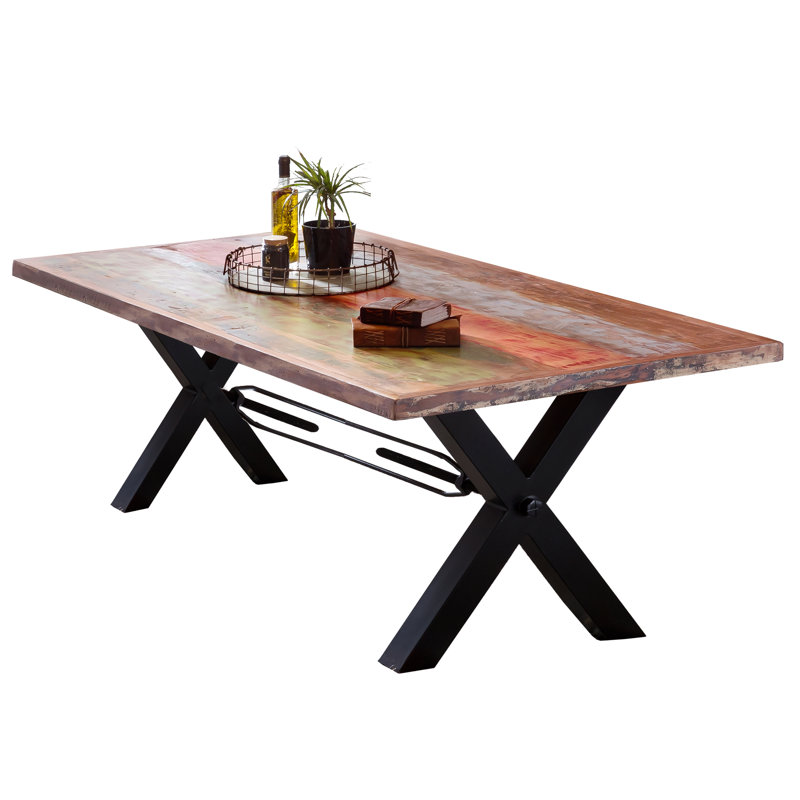 Sarafina Rectangular Wood Top Dining Table, Black, 76.5cm H x 160cm L x 85cm W