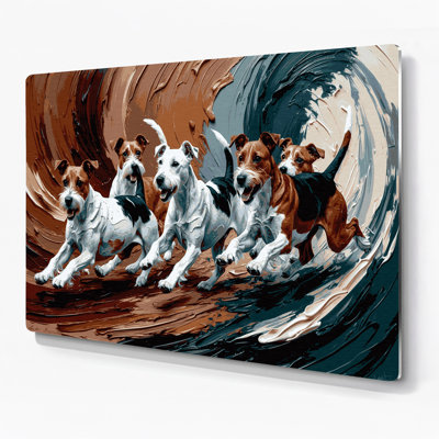 «Dogs Smooth Fox Terrier», art mural en métal brun