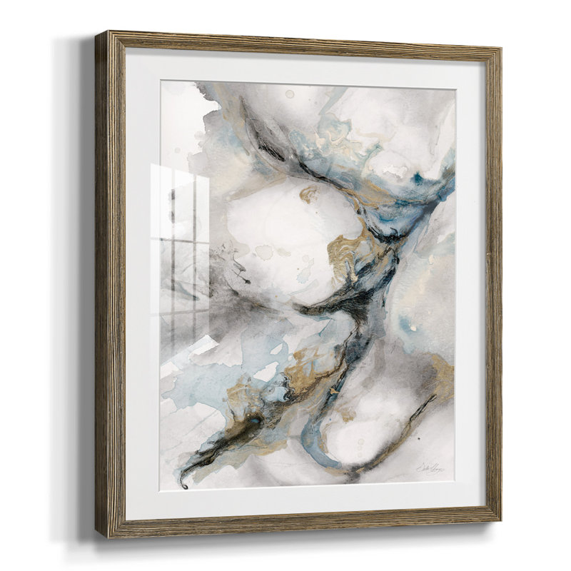 Meandering - Single Picture Frame Print, White, Walnut Framed Paper