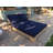 Teak Double Reclining Teak Chaise Lounge with Cushion-946479529