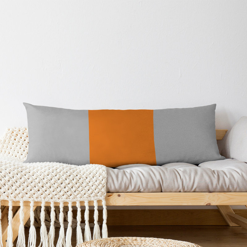 Abel Polyester Medium Pillow, Silver/Orange/Silver