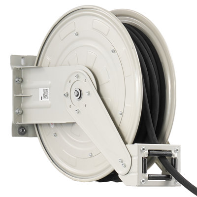 Grease Hose Reel, 1/4 in x 50 ft Retractable, Max 10152 PSI, Spring Driven Auto Swivel Rewind, Heavy-Duty Carbon Steel Construction with Steel Wire Braided Hose, Grease, Hydraulic Oil