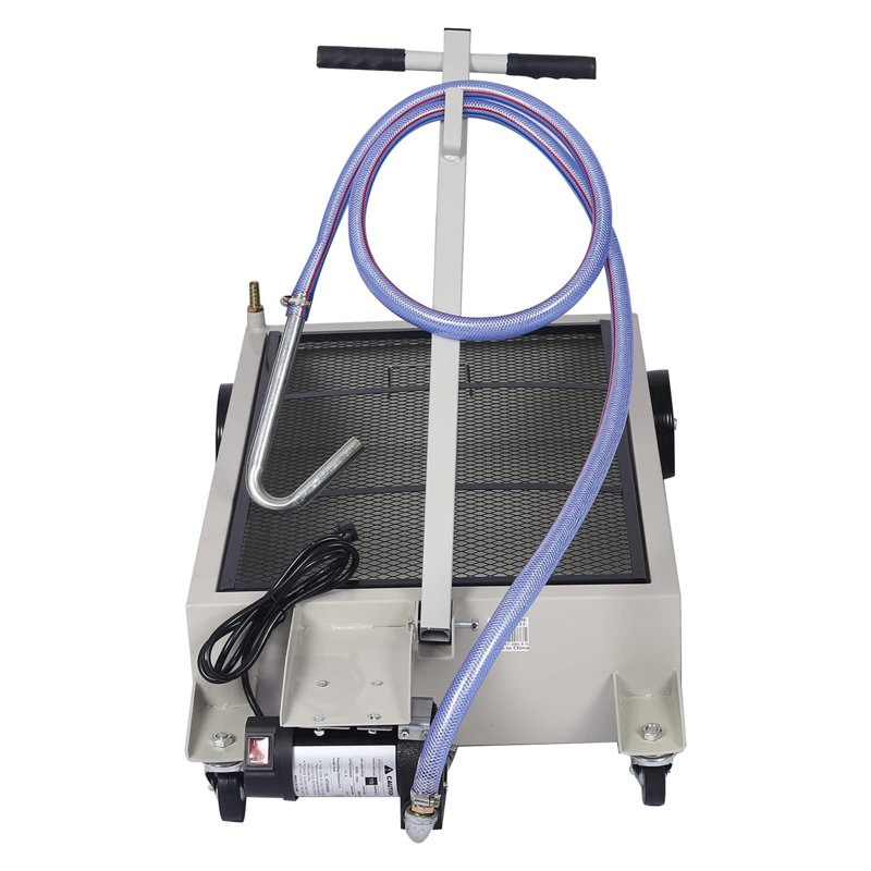 20-Gallon Low-Profile Oil Drain Pan with 110V High-Flow Pump, Heavy-Duty Mobile Used Oil Drain Tank with Folding Handle, Locking Wheels & Filter Screen for Truck, SUV Oil Changes