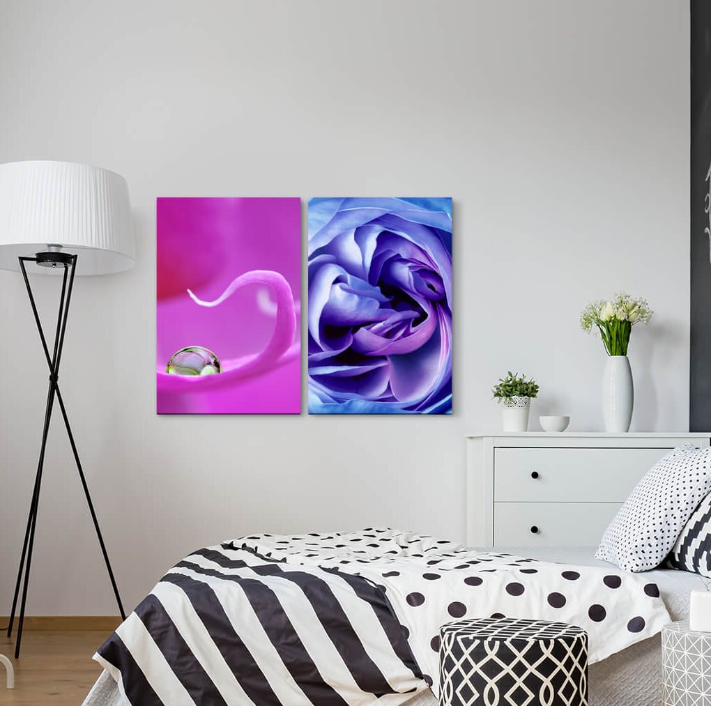 2-tlg. Leinwandbilder-Set - Fotografie „Orchid Pearl Rose Blue Sensual Delicate Feminine”