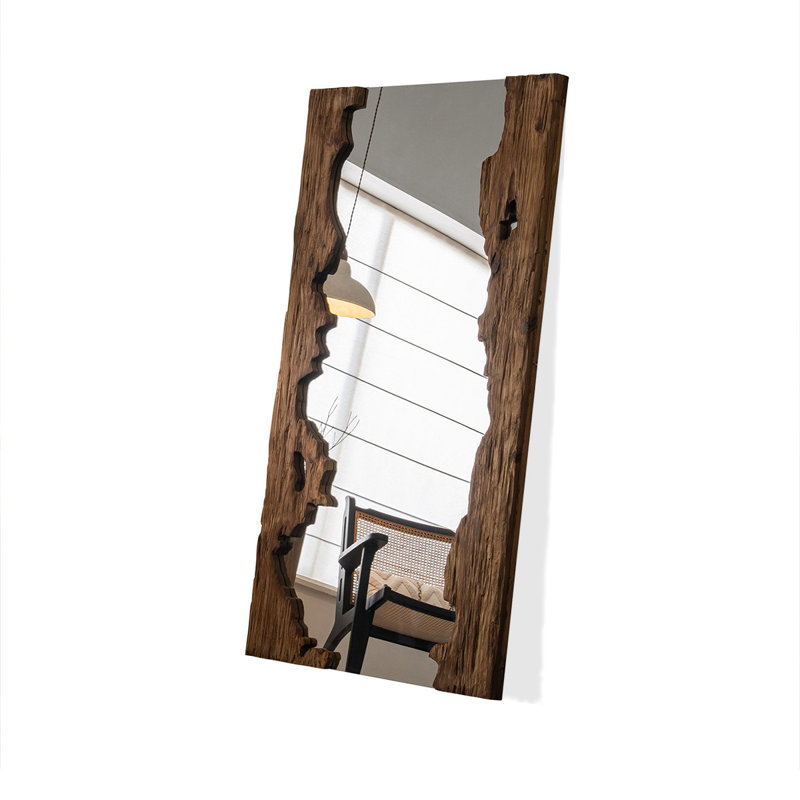 Zen-Style Vintage Pine Explosion-Proof Full-Length Mirror, 78.74" H x 39.37" W