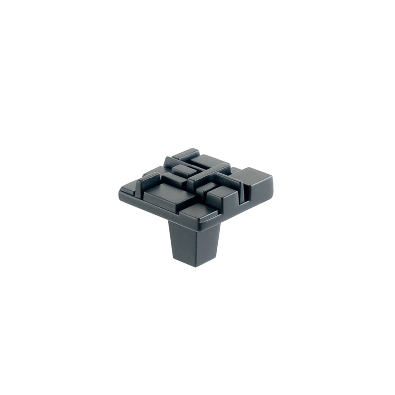 Offset 1 1/2" Length Square Knob, Black Matte