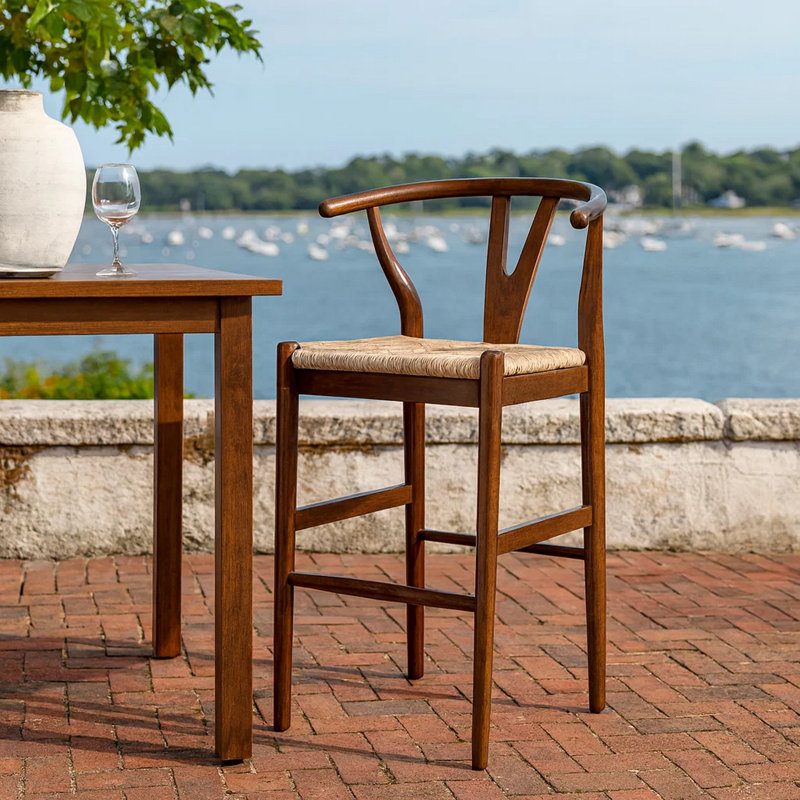 Tabouret de bar Cera, assise en corde tissée à la main, brun cappuccino, Brun cappuccino