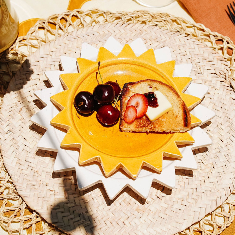 Ceramic Sun Plate, White