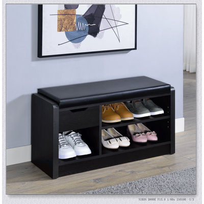 Élégant banc de rangement en similicuir avec tablette réglable, parfait pour les entrées et les espaces compacts