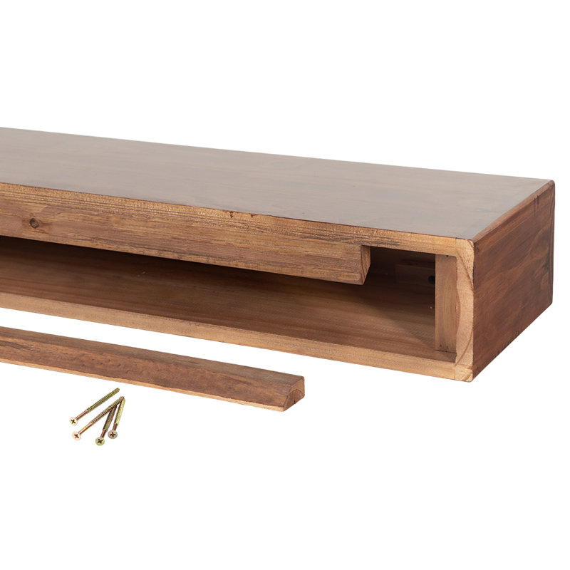  Floating Wood Fireplace Mantel Shelf, 72", Burnt Sienna