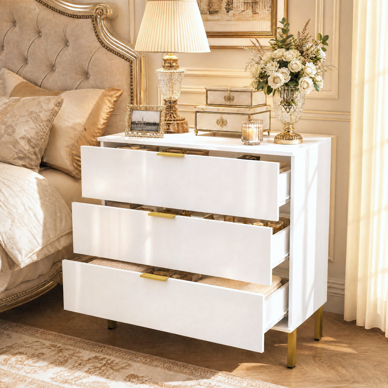 Commode 3 tiroirs Spurlin, Blanc