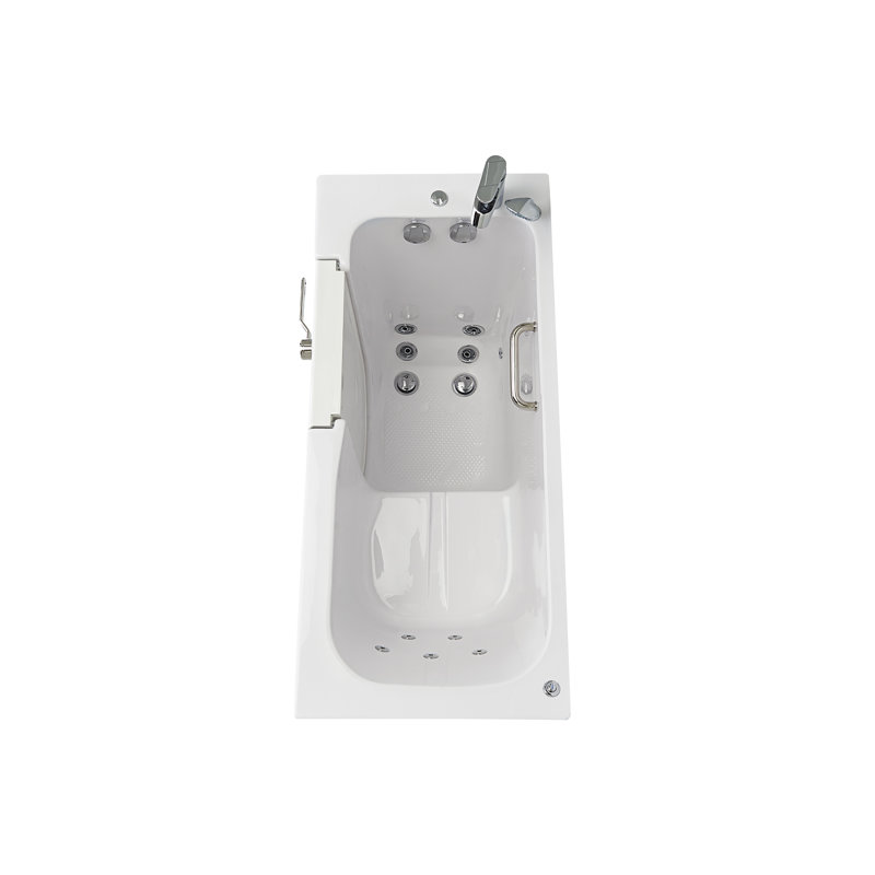 Ella Lounger 27"x60" Acrylic Hydro Massage Walk-In Bathtub with Left Outward Swing Door, Heated Seat, 2 Piece Fast Fill Faucet, 2" Dual Drain