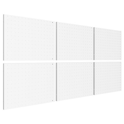 6pack White Pegboard Panels Metal Tool Organizer for Garage Workshop Kitchen Home Wall Storage