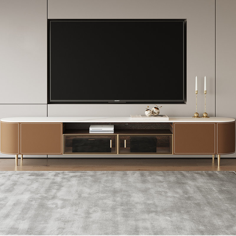 Meuble télé de salon de style rétro léger et luxueux, 86.61"