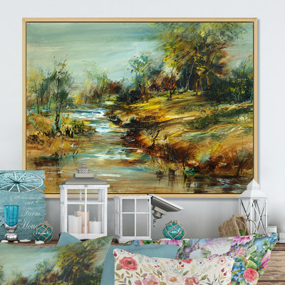 Paysage de rivière d'été - reproduction d'art sur toile