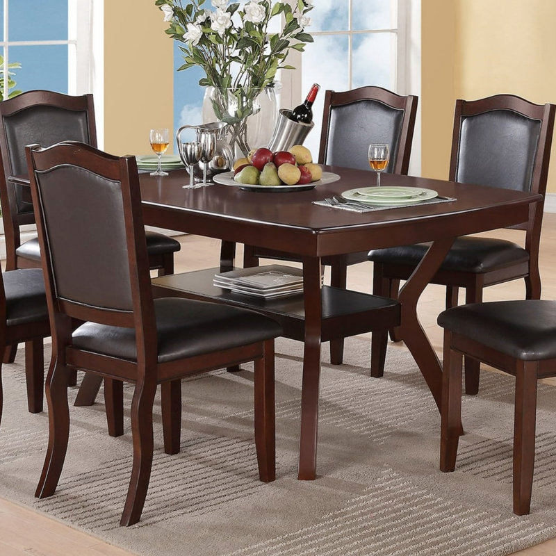 Table de salle à manger formelle avec 12 chaises et 6 chaises d'appoint en bois massif au fini espresso 7 pièces (ensemble de salle à manger)