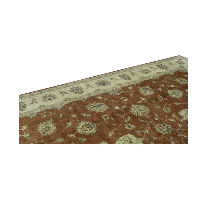 Tapis rouge et ivoire noué à la main de haute qualité