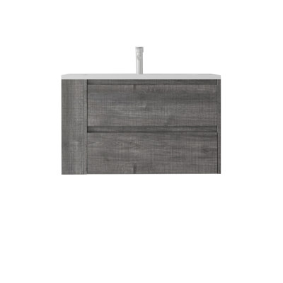 Meuble-lavabo flottant 36 po avec lavabo, porte à fermeture en douceur, lavabo en céramique, contreplaqué 36 po