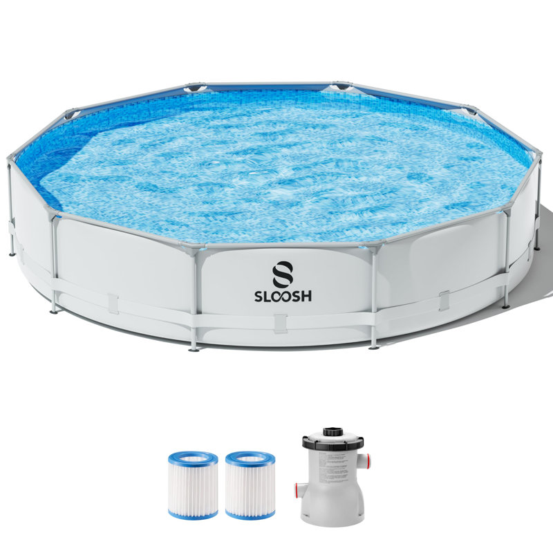 Piscine ronde hors terre avec pompe, échelle, L 12 pi x H 30 po