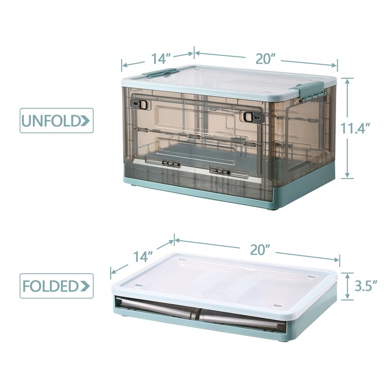 Storage Bins Collapsible Container Stackable Thicken Plastic Clear Box  Organizer