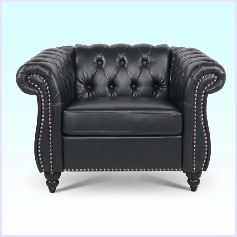 Fauteuil demi-tonneau Hedger, Similicuir noir